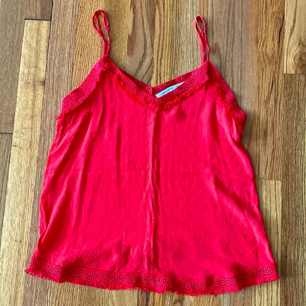 Kolara crochet trim blouse in coral